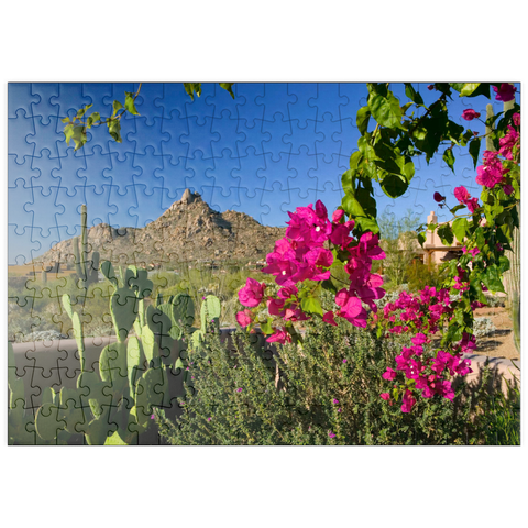 puzzleplate Bougainvillea mit Pinnacle Peak, Scottsdale, Arizona, USA 200 Puzzle