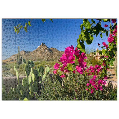 puzzleplate Bougainvillea mit Pinnacle Peak, Scottsdale, Arizona, USA 500 Puzzle