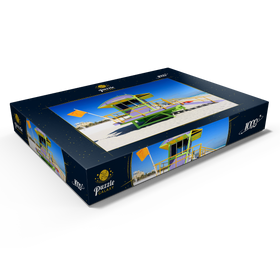 Alternative Darstellung des Puzzle-Motivs Grünes Rettungsschwimmer Häuschen am Miami Beach, Florida, USA – Puzzleteile: 1000