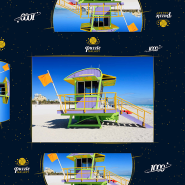 Rettungsschwimmer Station in South Beach in Miami Beach, Florida, USA 1000 Puzzle Schachtel 3D Modell