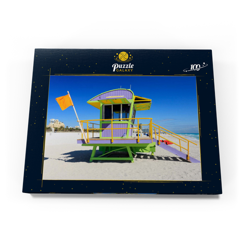 Rettungsschwimmer Station in South Beach in Miami Beach, Florida, USA 100 Puzzle Schachtel Ansicht3