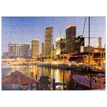 puzzleplate Yachthafen am Bayside Marketplace in Downtown Miami, Florida, USA 100 Puzzle