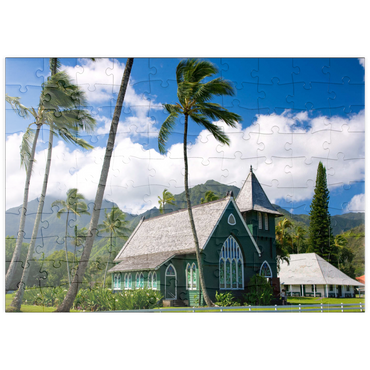 puzzleplate Waioli Huiia Kirche, Hanalei, Insel Kauai, Hawaii, USA 100 Puzzle