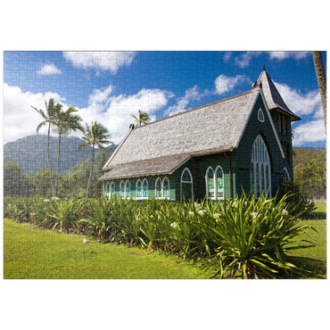 puzzleplate Waioli Huiia Kirche, Hanalei, Insel Kauai, Hawaii, USA 1000 Puzzle