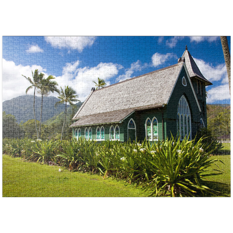 puzzleplate Waioli Huiia Kirche, Hanalei, Insel Kauai, Hawaii, USA 1000 Puzzle