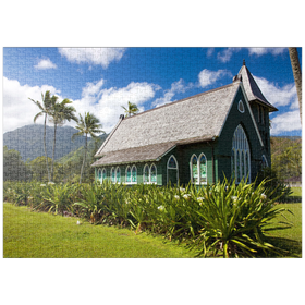 Darstellung des Puzzle Motivs Waioli Huiia Kirche, Hanalei, Insel Kauai, Hawaii, USA - Puzzleteile: 1000