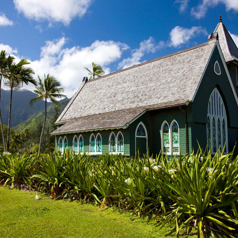 Waioli Huiia Kirche, Hanalei, Insel Kauai, Hawaii, USA 100 Puzzle 3D Modell