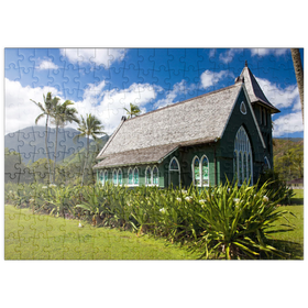 Darstellung des Puzzle-Motivs Waioli Huiia Kirche, Hanalei, Insel Kauai, Hawaii, USA – Puzzleteile: 200