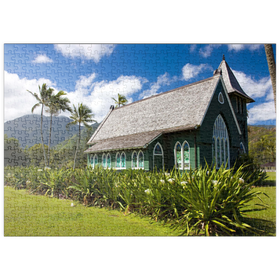 Darstellung des Puzzle-Motivs Waioli Huiia Kirche, Hanalei, Insel Kauai, Hawaii, USA – Puzzleteile: 500