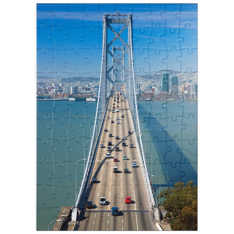 puzzleplate Bay Bridge mit Skyline, San Francisco, Kalifornien, USA 100 Puzzle