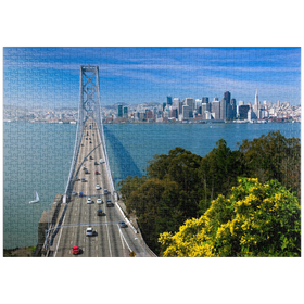 Darstellung des Puzzle-Motivs San Francisco - Oakland Bay Bridge mit Skyline, Kalifornien, USA – Puzzleteile: 1000