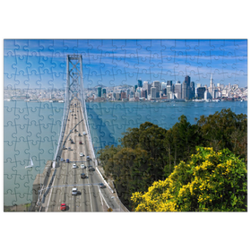 Darstellung des Puzzle-Motivs San Francisco - Oakland Bay Bridge mit Skyline, Kalifornien, USA – Puzzleteile: 200