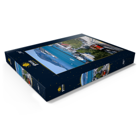 Darstellung des Puzzle Motivs Cable Car mit Fisherman's Wharf und Alcatraz Island, San Francisco, Kalifornien, USA - Puzzleteile: 200