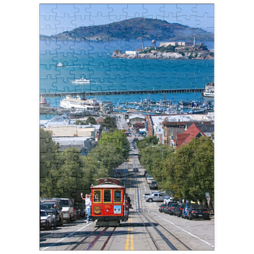puzzleplate Cable Car mit Fisherman's Wharf und Alcatraz Island, San Francisco, Kalifornien, USA 200 Puzzle