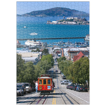 puzzleplate Cable Car mit Fisherman's Wharf und Alcatraz Island, San Francisco, Kalifornien, USA 500 Puzzle