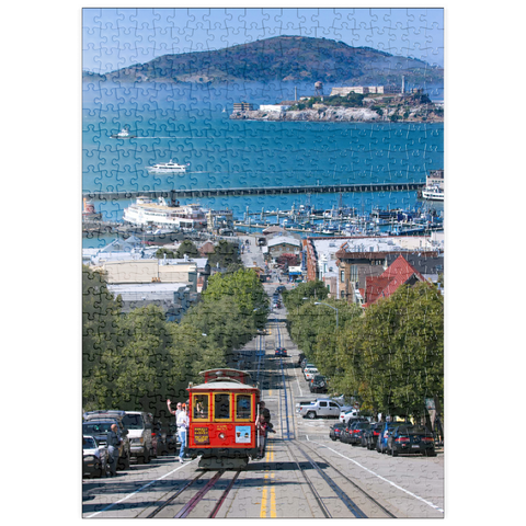 puzzleplate Cable Car mit Fisherman's Wharf und Alcatraz Island, San Francisco, Kalifornien, USA 500 Puzzle