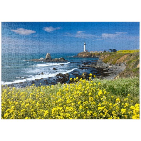 puzzleplate Leuchtturm am Pigeon Point südlich von San Francisco, Highway One, Kalifornien, USA 1000 Puzzle