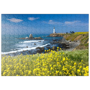 puzzleplate Leuchtturm am Pigeon Point südlich von San Francisco, Highway One, Kalifornien, USA 200 Puzzle