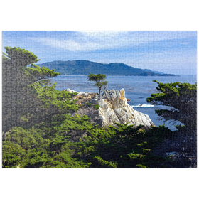 Darstellung des Puzzle-Motivs Monterey Zypresse (Lone Cypress) an der Pazifikküste im Monterey County – Puzzleteile: 1000