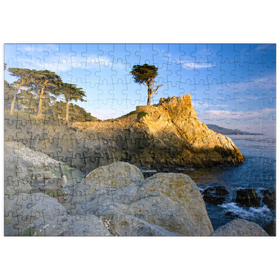 Darstellung des Puzzle Motivs Monterey Zypresse (Lone Cypress) in der Dämmerung - Puzzleteile: 200