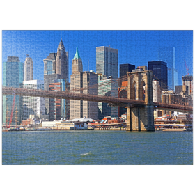 Darstellung des Puzzle-Motivs Blick zur Brooklyn Bridge mit Manhattan im Hintergrund, New York City – Puzzleteile: 1000