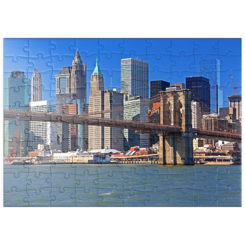 puzzleplate Blick zur Brooklyn Bridge, Manhattan, New York City, New York, USA 100 Puzzle
