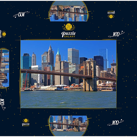 Blick zur Brooklyn Bridge, Manhattan, New York City, New York, USA 100 Puzzle Schachtel 3D Modell