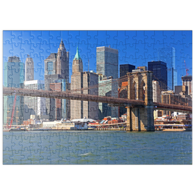 Darstellung des Puzzle-Motivs Blick zur Brooklyn Bridge mit Manhattan im Hintergrund, New York City – Puzzleteile: 200