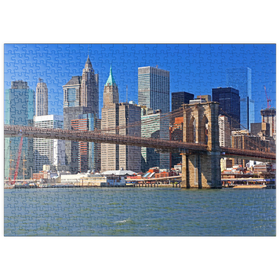 Darstellung des Puzzle-Motivs Blick zur Brooklyn Bridge mit Manhattan im Hintergrund, New York City – Puzzleteile: 500