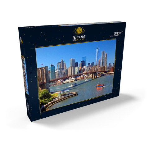 Blick zur Brooklyn Bridge mit One World Trade Center, Manhattan, New York City, New York, USA 200 Puzzle Schachtel Ansicht2