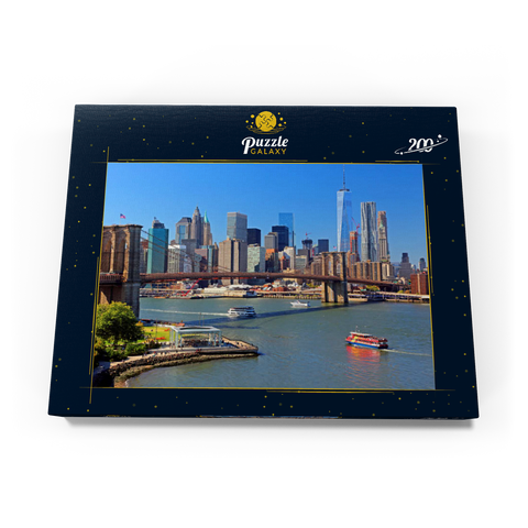 Blick zur Brooklyn Bridge mit One World Trade Center, Manhattan, New York City, New York, USA 200 Puzzle Schachtel Ansicht3