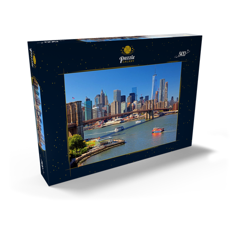 Blick zur Brooklyn Bridge mit One World Trade Center, Manhattan, New York City, New York, USA 500 Puzzle Schachtel Ansicht2