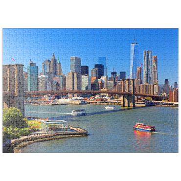 puzzleplate Blick zur Brooklyn Bridge mit One World Trade Center, Manhattan, New York City, New York, USA 500 Puzzle