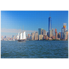 Darstellung des Puzzle-Motivs Hudson River dem World Financial Center und One World Trade Center, Manhattan, New York, USA – Puzzleteile: 1000
