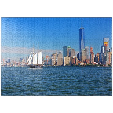 puzzleplate Hudson River dem World Financial Center und One World Trade Center, Manhattan, New York City, New York, USA 1000 Puzzle