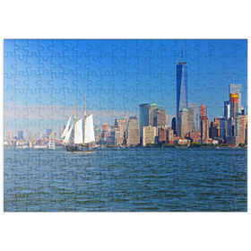 Darstellung des Puzzle Motivs Hudson River dem World Financial Center und One World Trade Center, Manhattan, New York, USA - Puzzleteile: 200