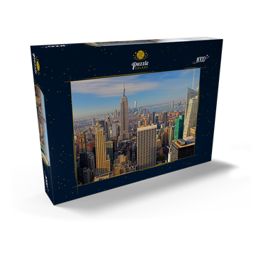 Blick vom Rockefeller Center zum Empire State Building und One World Trade Center, Manhattan, New York City, New York, USA 1000 Puzzle Schachtel Ansicht2