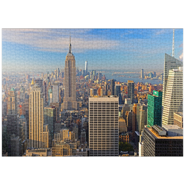 puzzleplate Blick vom Rockefeller Center zum Empire State Building und One World Trade Center, Manhattan, New York City, New York, USA 1000 Puzzle