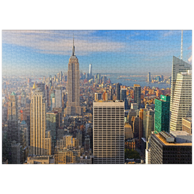 Darstellung des Puzzle Motivs Blick vom Rockefeller Center zum Empire State Building und One World Trade Center, New York City - Puzzleteile: 1000
