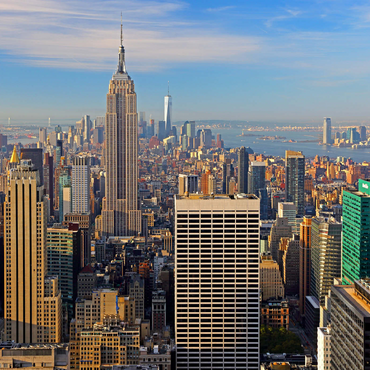 Blick vom Rockefeller Center zum Empire State Building und One World Trade Center, Manhattan, New York City, New York, USA 1000 Puzzle 3D Modell