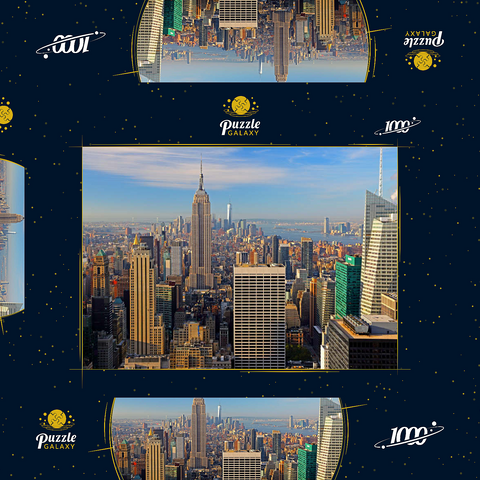 Blick vom Rockefeller Center zum Empire State Building und One World Trade Center, Manhattan, New York City, New York, USA 1000 Puzzle Schachtel 3D Modell
