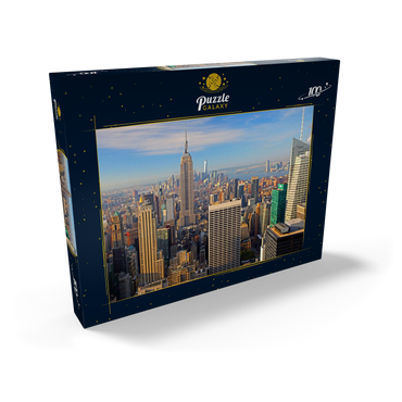 Blick vom Rockefeller Center zum Empire State Building und One World Trade Center, Manhattan, New York City, New York, USA 100 Puzzle Schachtel Ansicht2