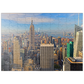 Darstellung des Puzzle Motivs Blick vom Rockefeller Center zum Empire State Building und One World Trade Center, New York City - Puzzleteile: 100