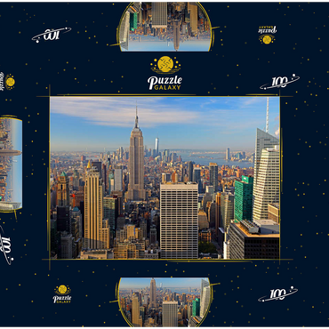 Blick vom Rockefeller Center zum Empire State Building und One World Trade Center, Manhattan, New York City, New York, USA 100 Puzzle Schachtel 3D Modell
