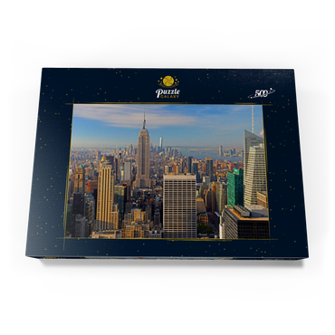 Blick vom Rockefeller Center zum Empire State Building und One World Trade Center, Manhattan, New York City, New York, USA 500 Puzzle Schachtel Ansicht3