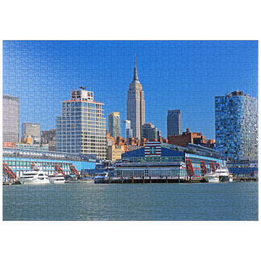 puzzleplate Hudson River mit dem Empire State Building in Midtown Manhattan, New York City, New York, USA 1000 Puzzle