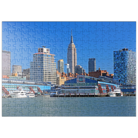 Darstellung des Puzzle Motivs Hudson River mit dem Empire State Building in Midtown Manhattan, New York, USA - Puzzleteile: 200