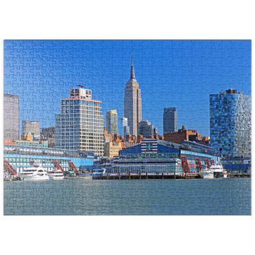 puzzleplate Hudson River mit dem Empire State Building in Midtown Manhattan, New York City, New York, USA 500 Puzzle