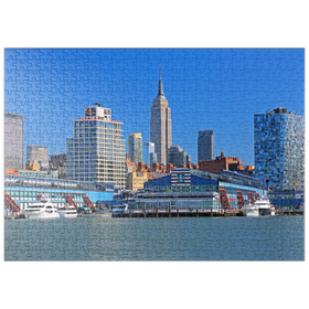 Darstellung des Puzzle Motivs Hudson River mit dem Empire State Building in Midtown Manhattan, New York, USA - Puzzleteile: 500