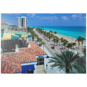 Darstellung des Puzzle-Motivs Blick über den Atlantic Boulevard und Strand, Fort Lauderdale, Florida, USA – Puzzleteile: 1000